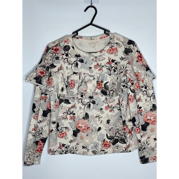 Rebecca‎ Taylor Long Sleeve Lua Ruffle Floral Pullover 100% Cotton Cream Small - Picture 2 of 9
